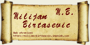 Milijan Birtašević vizit kartica